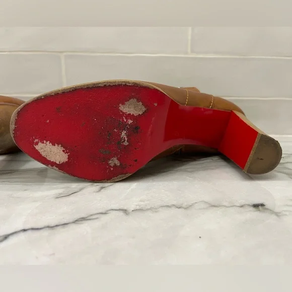 Authentic Rare Christian Louboutin Brown Janis Button Bootie 40 Ankle Boots & Booties